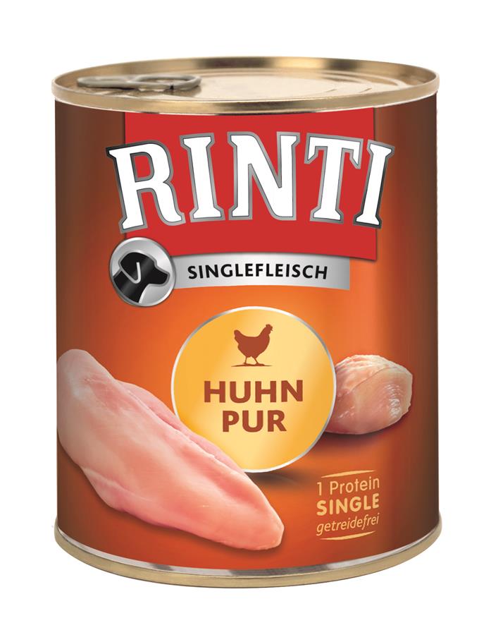 Rinti Singlekød Fjerkræ Pur dåsefoder til hunde, kornfrei, 800 g