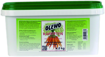 Olewo gulerods-piller med olie til heste, 4 kg