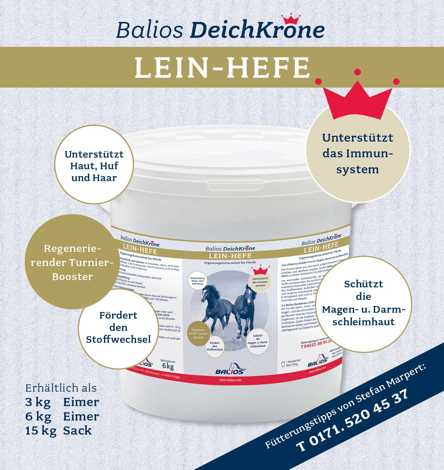 Balios Best Lein-Hefe til heste, 3 kg