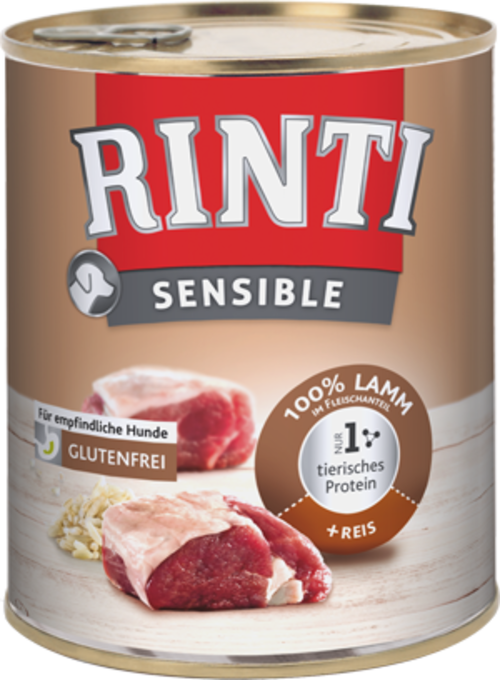 Rinti Sensible Lam + Ris til hunde, 800 g