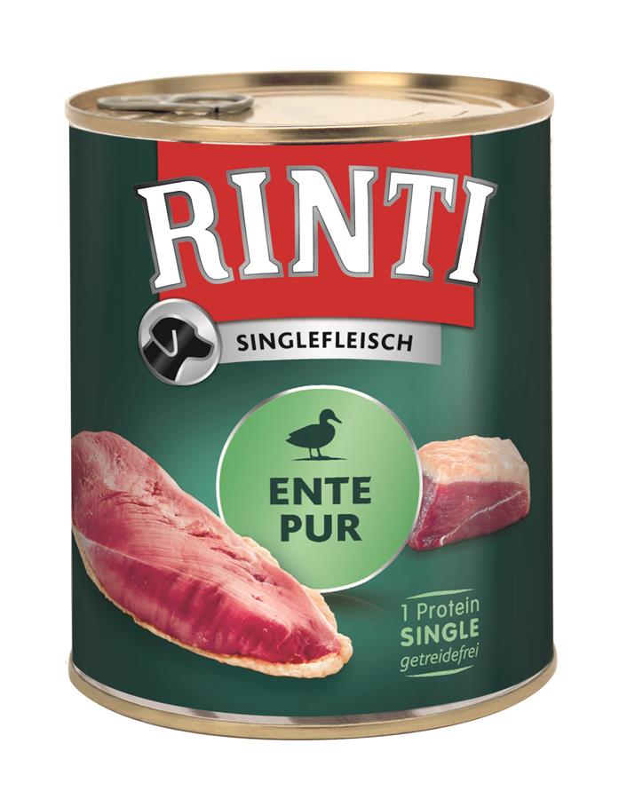 Rinti Singlekød And Pur dåsefoder til hunde, kornfrei, 800 g