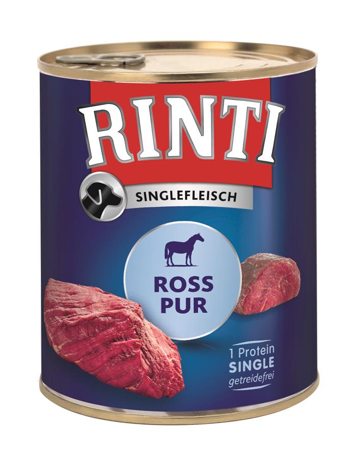 Rinti Singlekød Hest Pur dåsefoder til hunde, kornfrei, 800 g