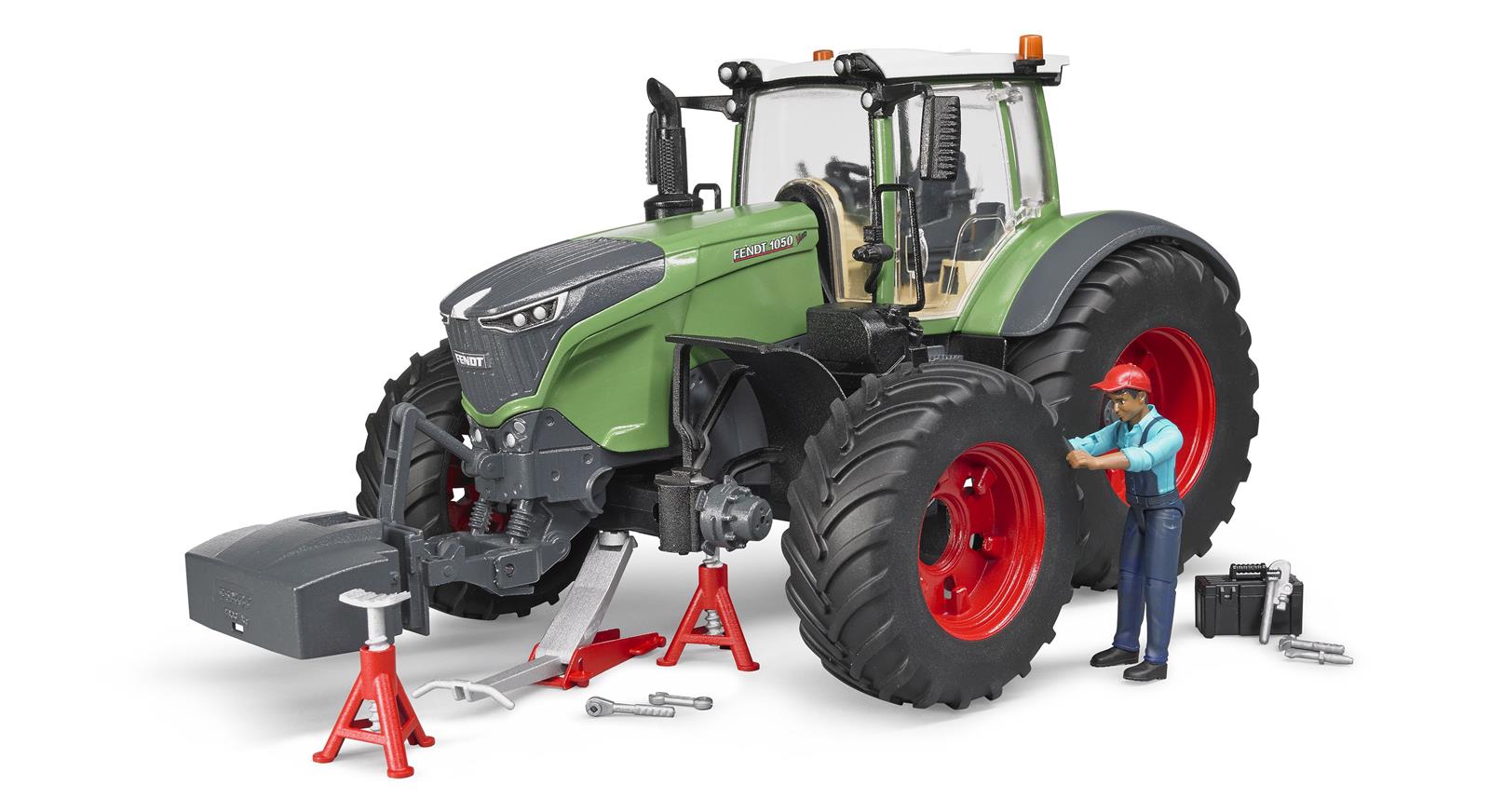 Bruder Fendt Traktor 1050 Vario med mekaniker og værkstedsudstyr